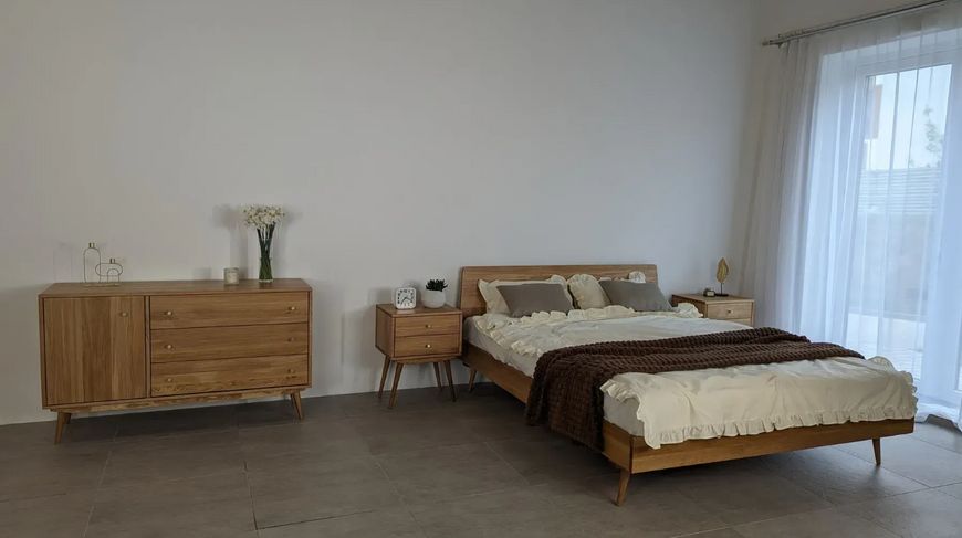 Двуспальная кровать 'Ліон' из натурального дерева Дуба 160х200 L-01 фото